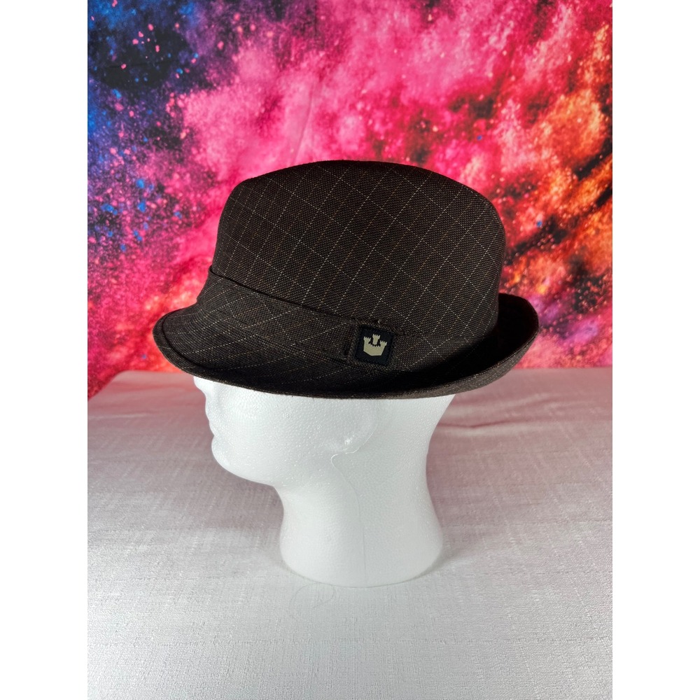 Goorin Bros Brown Windowpane Fedora Trilby Hat Mens Size Medium